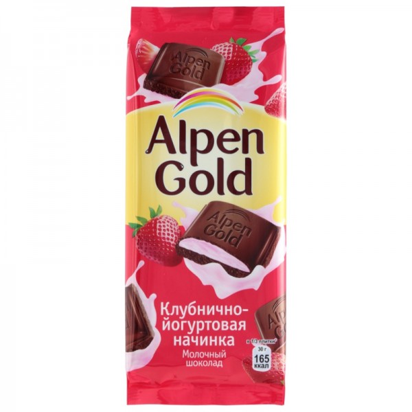 Шоколад Альпен Гольд (Alpen Gold) 85г Клубника Йогурт