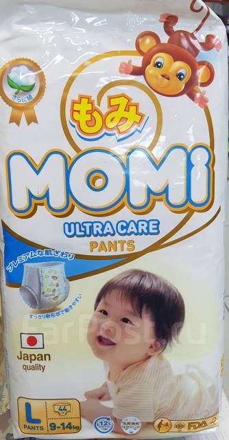 Трусики MOMI Ultra Care L (9-14кг) 44шт Япония